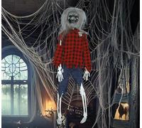 FIESTAS GUIRCA | Colgante Hombre Lobo (40 cm) - Decoración de Halloween para Fiestas y Celebraciones - Ideal para Ambientes Terroríficos y Temáticas de Licántropos y Criaturas Nocturnas - Rojo Azul