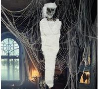 FIESTAS GUIRCA | Colgante Momia Decorativa (40 cm) - Muñeco de Halloween para Fiestas y Celebraciones - Ideal para Ambientes de Terror y Temáticas de Esqueletos y Momias - Beige