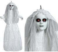 FIESTAS GUIRCA | Colgante Novia Muerta (50 cm) - Decoración de Muñeco para Halloween y Fiestas Terroríficas - Muñeco con Vestido de Novia para Fiestas de Miedo - Blanco