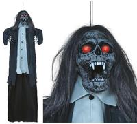 FIESTAS GUIRCA | Colgante Vampiro Zombie con Luz, Sonido y Movimiento (160 cm) - Decoración de Halloween para Fiestas y Celebraciones - Ideal para Ambientes Terroríficos - Negro y Gris