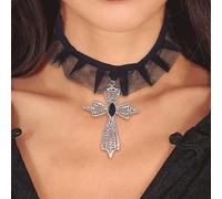 Fiestas Guirca - Collar con colgante de cruz gótica, 7 cm
