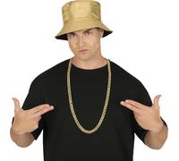 FIESTAS GUIRCA | Collar de Cadena Metálica Dorada - Joya para Disfraz de Príncipe del Desierto, Años '90, Rock y Culturas del Mundo - Accesorio para Fiestas y Celebraciones - Oro