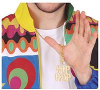 Fiestas GUIRCA - Collar de fantasía Hip Hop años 90 Cadena 75 cm Oro