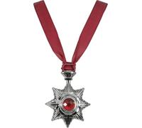 FIESTAS GUIRCA | Collar Medallón Vampiro (9x7 cm) - Joya para Disfraz de Vampiro y Halloween - Accesorio Ideal para Fiestas de Terror, Góticos y Mascaradas - Unisex - Negro y Rojo