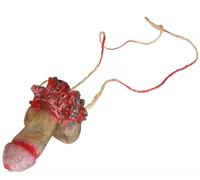 FIESTAS GUIRCA | Collar Miembro Viril de Látex (12 cm) - Accesorio de Joyería para Disfraz de Voodoo y Halloween - Ideal para Fiestas y Celebraciones - Accesorio para Adultos - Natural y Rojo