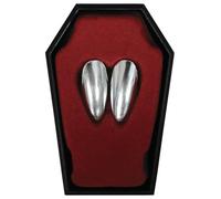 FIESTAS GUIRCA | Colmillos de Vampiro Plata (Talla Única) - Accesorio de Maquillaje para Disfraz de Vampiro y Halloween - Ideal para Adulto Unisex - Plata