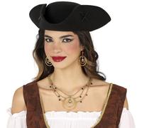 FIESTAS GUIRCA | Conjunto de Pendientes y Collar Pirata Metálico - Joyería para Disfraz de Pirata, Zíngara y Vidente - Accesorio para Fiestas y Carnaval - Mujer Adulta - Oro