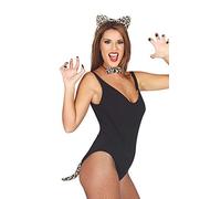 FIESTAS GUIRCA | Conjunto Leopardo Diadema, Pajarita y Cola (Talla Única) - Accesorio de Disfraz para Mujer Adulta - Ideal para Fiestas de Animales y Despedidas de Soltera - Negro y Marrón