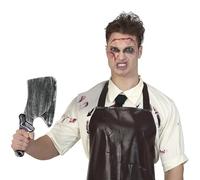 FIESTAS GUIRCA | Cuchillo Carnicero de Juguete (37 cm) - Arma Blanca para Disfraz de Asesino, Psicópata y Terror para Halloween y Fiestas de Miedo - Plata y Negro