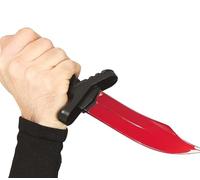FIESTAS GUIRCA | Cuchillo con Sangre de Mentira (25 cm) - Arma de Juguete para Disfraz de Asesino y Terror en Halloween y Fiestas de Miedo - Negro y Rojo