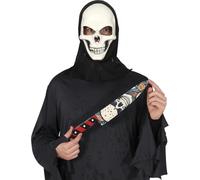 FIESTAS GUIRCA | Cuchillo de Juguete de Calavera (37 cm) - Accesorio de Juguete para Disfraz de Asesino en Halloween y Fiestas de Terror - Accesorio Ideal para Adultos y Niños - Multicolor