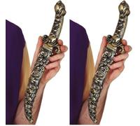 FIESTAS GUIRCA | Daga Japonesa con Funda (40 cm) - Accesorio de Disfraz para Carnaval, Fiestas Temáticas de Príncipe del Desierto, Jeque, Guerrero Oriental, Samurai - Adulto Infantil - Plata Oro