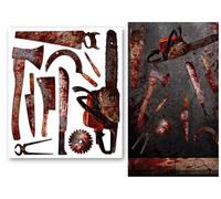 FIESTAS GUIRCA | Deco Adhesivo Mesa Armas Ensangrentadas (70x80 cm) - Decoración de Pared, Puerta y Ventana para Halloween y Fiestas de Terror - Ideal para Celebraciones y Eventos - Multicolor