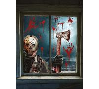 FIESTAS GUIRCA Decoración de Ventana Asesino con Hacha 30 x 40 cm