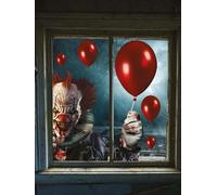 FIESTAS GUIRCA Decoración de Ventana con Payaso terrorífico 30 x 40 cm