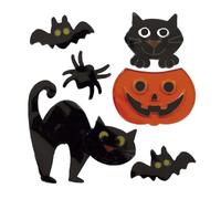 FIESTAS GUIRCA | Decoración Gel Gato (20x25 cm) - Adorno para Pared, Puerta y Ventana - Ideal para Halloween y Fiestas de Terror - Decoración de Gato para Celebraciones - Naranja y Negro