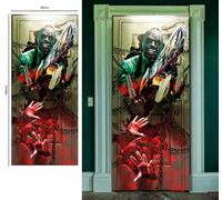 FIESTAS GUIRCA | Decoración Puerta Asesino Sierra Eléctrica (80x180 cm) - Ideal para Halloween y Celebraciones de Policías - Decoración de Pared, Puerta y Ventana - Multicolor