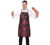 FIESTAS GUIRCA | Delantal Ensangrentado Negro (55x75cm) - Accesorio de Disfraz de Cocinero Asesino para Halloween y Fiestas de Terror - Ideal para Adulto Unisex - Negro y Rojo