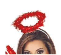 Fiestas Guirca – Diadema Ángel Rojo – Talla única, adulto unisex para Halloween y cosplay – Rojo