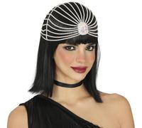 FIESTAS GUIRCA | Diadema con Tocado de Piedras Preciosas - Accesorio de Disfraz para Princesas y Años '20 - Ideal para Fiestas y Carnaval - Mujer Adulta - Plata