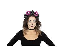 FIESTAS GUIRCA Diadema de Catrina Flores Lilas y Negras
