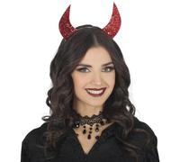 FIESTAS GUIRCA | Diadema de Cuernos Rojo Brillantes (Talla Única) - Accesorio para Disfraz de Diablo y Demonio - Ideal para Halloween, Carnaval y Fiestas de Disfraces - Unisex - Rojo