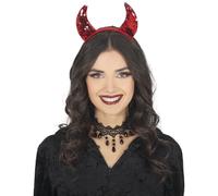 FIESTAS GUIRCA | Diadema de Cuernos Rojos Brillantes (Talla Única) - Accesorio para Disfraz de Diablo y Demonio en Halloween y Carnaval - Ideal para Fiestas y Celebraciones - Todos los Usuarios - Rojo