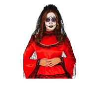 FIESTAS GUIRCA | Diadema de Flores Negras con Velo (Talla Única) - Accesorio para Disfraz de Catrina y Día de Muertos - Ideal para Halloween y Fiestas Temáticas - Mujer Adulta - Negro