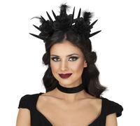FIESTAS GUIRCA | Diadema de Flores Negras (Talla Única) - Accesorio para Disfraz de Princesa, bruja, Hada o Medieval para Halloween y Fiestas de Disfraces - Ideal para Mujer Adulta - Negro