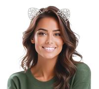 FIESTAS GUIRCA | Diadema de Gata Metálica (Talla Única) - Accesorio para Disfraz de Gato y Animales - Ideal para Fiestas de Disfraces, Halloween y Carnaval - Mujer Adulta - Plata