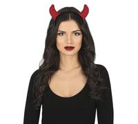 FIESTAS GUIRCA | Diadema de Tela de Demonio (Talla Única) - Accesorio para Disfraz de Diablo y Demonio para Halloween y Fiestas de Disfraces - Ideal para Mujer - Rojo