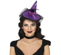 FIESTAS GUIRCA | Diadema Gorrito de Bruja Lila (Talla Única) - Accesorio para Disfraz de Bruja para Halloween y Fiestas de Disfraces - Ideal para Mujer Adulta - Morado