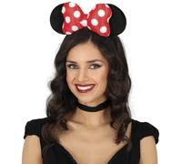 FIESTAS GUIRCA | Diadema Lazo Ratoncita (Talla Única) - Accesorio de Disfraz para Fiestas de Ratoncitos, Halloween y Carnaval - Ideal para Cosplay y Celebraciones - Mujer Adulta - Negro y Rojo