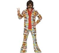 Fiestas Guirca - Disfraz Rey Disco - Traje hombre años 70, pantalón acampanado, talla S (46-48)