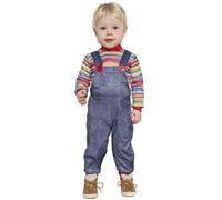 FIESTAS GUIRCA | Disfraz Baby Bad Doll (12-18/Meses) - Camiseta y Mono - Disfraces de Muñeco Malvado para Halloween y Fiestas de Disfraces - Ideal para Bebés y Niños Pequeños - Azul y Multicolor