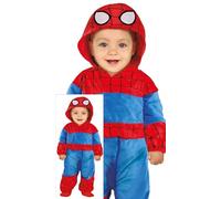 Fiestas Guirca Disfraz infantil Mono superhéroe azul y rojo con patrón de araña 2-3 años para niños