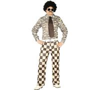 FIESTAS GUIRCA | Disfraz Brady Años '70 Adulto (46-48/S) - Camisa, Cinturón, Corbata y Pantalón - Disfraces Retro para Fiestas Temáticas, Carnaval y Halloween - Ideal para Hombres - Marrón, Beis