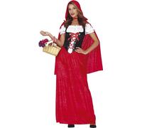 FIESTAS GUIRCA | Disfraz Caperucita Roja Mujer Adulta - Capa y Vestido - XL | 2 Piezas | Capucha con Lazo | Falda Larga Corsé | XL 44-46 | Poliéster | Carnaval, Halloween, World Book Day, Disfraces