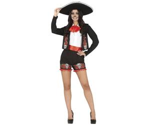 FIESTAS GUIRCA | Disfraz Catrina Singer Adulto - Camisa, Chaqueta, Cinturón y Pantalón - Disfraces de Día de Muertos, Halloween y Fiestas de Disfraces - Ideal para Mujeres - Negro y Blanco