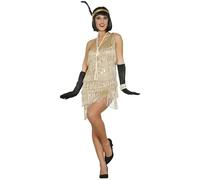 Fiestas Guirca Disfraz Charleston Deluxe Mujer – Dorado – Vestido y cinta de cabeza (38-40/M)