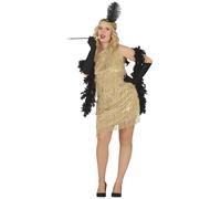 FIESTAS GUIRCA | Disfraz Charleston Años '20 Mujer (44-46/XL) - Vestido y Cinta de Cabeza - Disfraces de Época para Fiestas de Disfraces, Carnaval y Halloween - Ideal para Adultas - Oro