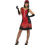 Fiestas Guirca Disfraz Charlestón Bicolor Vestido y cinta de cabeza Mujer L Negro y Rojo