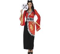 FIESTAS GUIRCA | Disfraz China Tradicional Adulta (36-38/S) - Vestido y Cinturón - Disfraces de Oriental, Geisha y Asiática para Carnaval y Fiestas de Disfraces - Ideal para Mujeres - Rojo y Negro