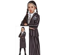 Fiestas Guirca Disfraz Uniforme escolar chica gótica, camisa chaqueta corbata y falda, 5-6 años