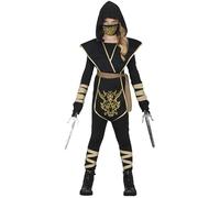 FIESTAS GUIRCA | Disfraz Combat Ninja Infantil (5-6/Años) - Capucha, Chaleco y Mascarilla - Disfraces de Ninjas para Halloween, Carnaval y Fiestas de Artes Marciales - Ideal para Niñas - Negro