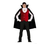FIESTAS GUIRCA | Disfraz Conde Vampiro Adulto (52-54/L) - Camisa, Capa, Chaleco, Pantalón y Pechera - Disfraces de Vampiros para Halloween, Carnaval y Fiestas de Terror - Ideal para Adultos