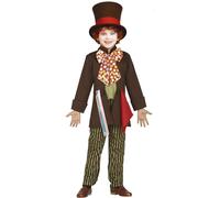 FIESTAS GUIRCA | Disfraz Crazy Tailor Infantil (3-4/Años) - Camisa, Chaqueta, Pajarita, Pantalón y Sombrero - Disfraces de Alicia para Fiestas de Disfraces - Ideal para Niños - Marrón y Multicolor