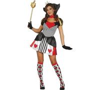 FIESTAS GUIRCA | Disfraz Dama de Corazones (38-40/M) - Vestido y Cuello - Disfraces de Cuentos, World Book Day, Halloween y Carnaval para Fiestas de Disfraces - Ideal para Mujer Adulta - Negro y Rojo