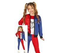 FIESTAS GUIRCA | Disfraz Dangerous Girl Infantil (7-9 años) - Camiseta, Chaqueta y Pantalón para Chica - Disfraces de Superhéroe y Villano para Halloween, Carnaval y Fiestas Temáticas - Azul y Rojo