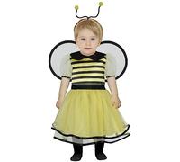 Fiestas Guirca Disfraz niña Abejita negra y amarilla – Vestido con diadema y alas – 12-18 meses